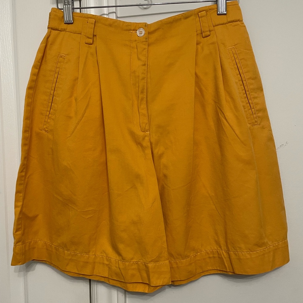 Mustard Yellow Pleated Shorts
